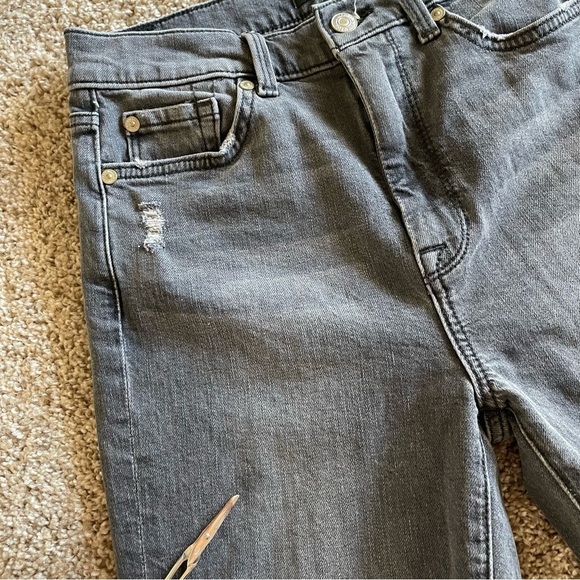 7 For All Mankind High Waist Ankle Skinny Jeans Women’s 27 Washed Gray Black - Picture 7 of 16